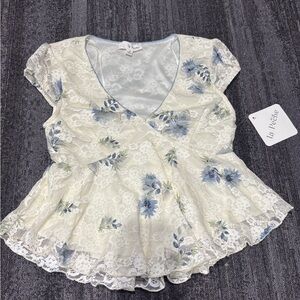 Ivory Floral Lace Blouse
